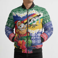 Personalised Torba Joyeux Noel Bomber Puffer Jacket Proud To Be a Ni-Van Sand Drawing Art - Polynesian Pride