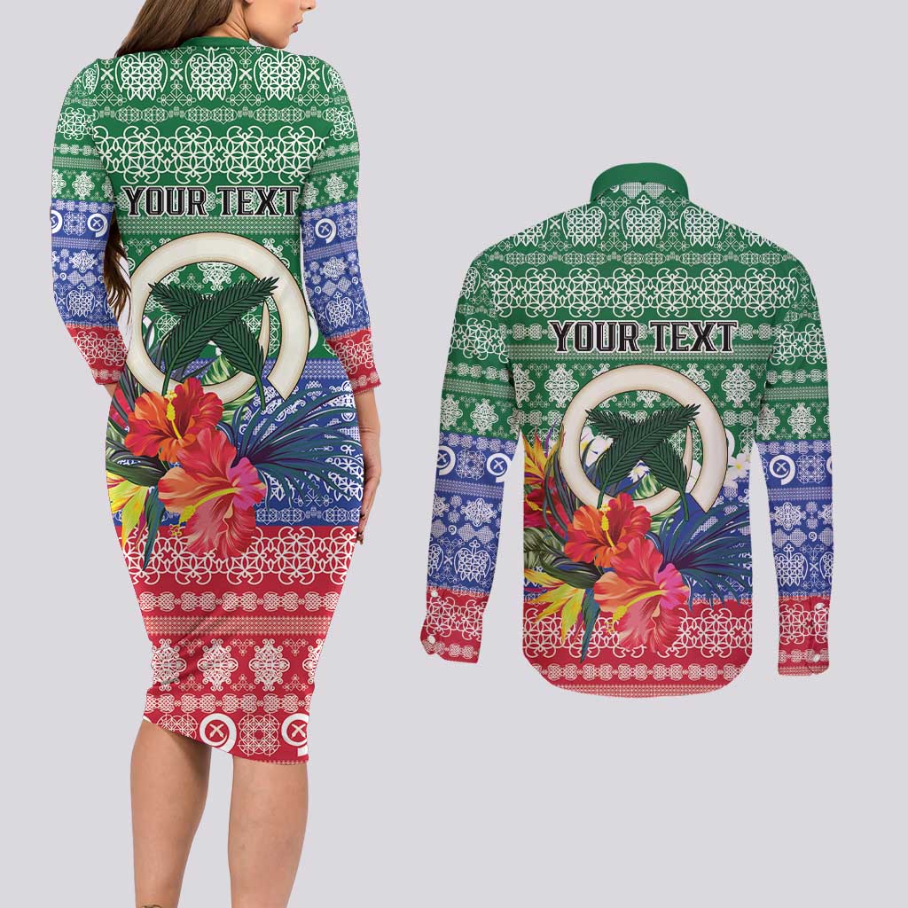 Personalised Torba Joyeux Noel Couples Matching Long Sleeve Bodycon Dress and Long Sleeve Button Shirt Proud To Be a Ni-Van Sand Drawing Art - Polynesian Pride