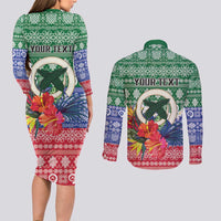 Personalised Torba Joyeux Noel Couples Matching Long Sleeve Bodycon Dress and Long Sleeve Button Shirt Proud To Be a Ni-Van Sand Drawing Art - Polynesian Pride