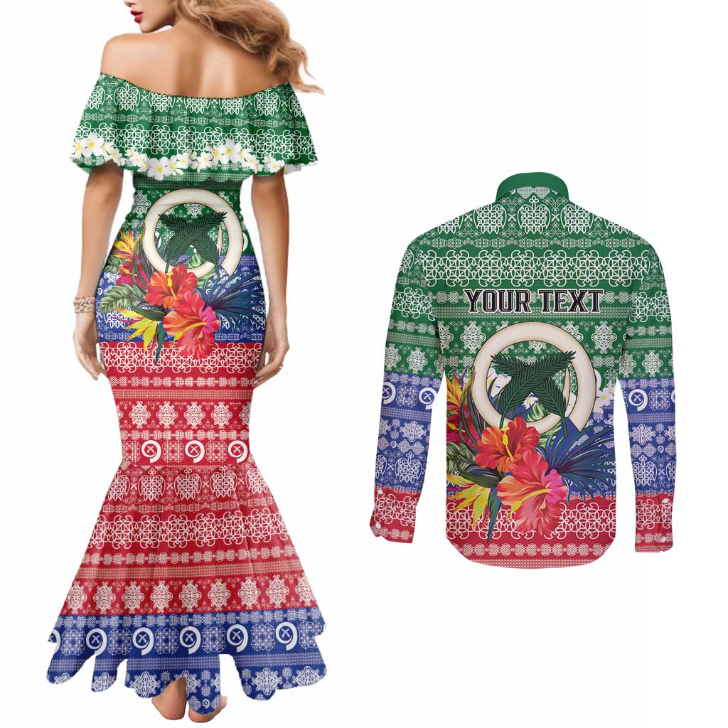 Personalised Torba Joyeux Noel Couples Matching Mermaid Dress and Long Sleeve Button Shirt Proud To Be a Ni-Van Sand Drawing Art - Polynesian Pride