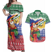 Personalised Torba Joyeux Noel Couples Matching Off Shoulder Maxi Dress and Hawaiian Shirt Proud To Be a Ni-Van Sand Drawing Art - Polynesian Pride