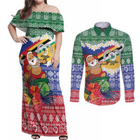 Personalised Torba Joyeux Noel Couples Matching Off Shoulder Maxi Dress and Long Sleeve Button Shirt Proud To Be a Ni-Van Sand Drawing Art - Polynesian Pride