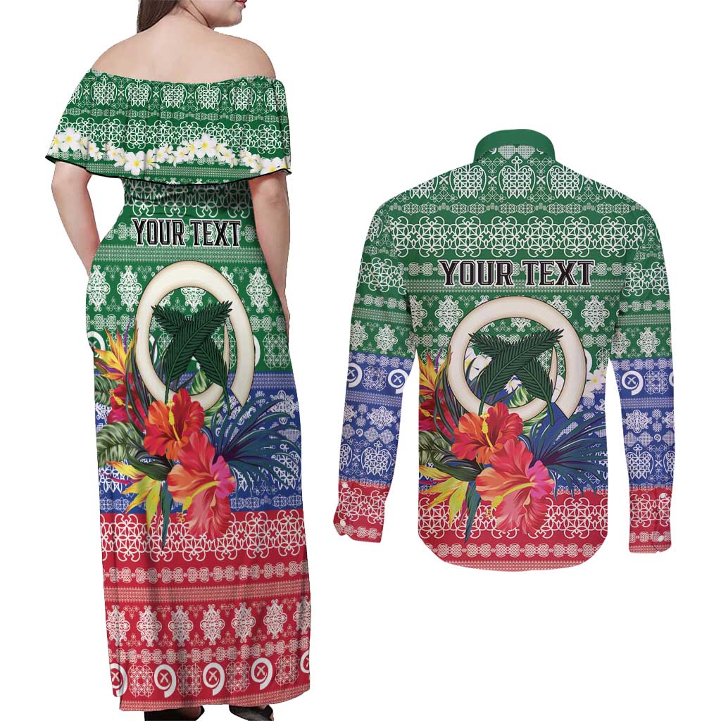 Personalised Torba Joyeux Noel Couples Matching Off Shoulder Maxi Dress and Long Sleeve Button Shirt Proud To Be a Ni-Van Sand Drawing Art - Polynesian Pride