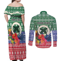 Personalised Torba Joyeux Noel Couples Matching Off Shoulder Maxi Dress and Long Sleeve Button Shirt Proud To Be a Ni-Van Sand Drawing Art - Polynesian Pride