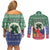 Personalised Torba Joyeux Noel Couples Matching Off Shoulder Short Dress and Long Sleeve Button Shirt Proud To Be a Ni-Van Sand Drawing Art - Polynesian Pride