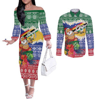 Personalised Torba Joyeux Noel Couples Matching Off The Shoulder Long Sleeve Dress and Long Sleeve Button Shirt Proud To Be a Ni-Van Sand Drawing Art - Polynesian Pride