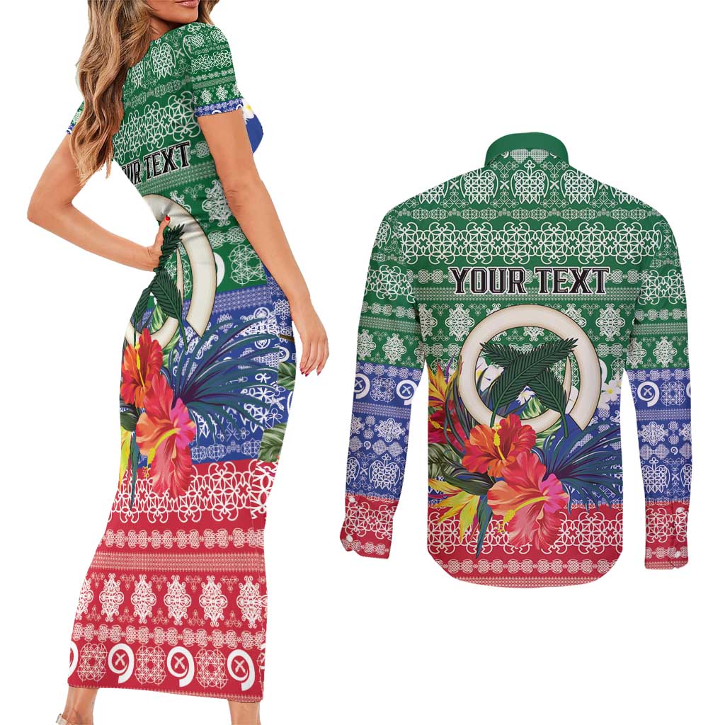 Personalised Torba Joyeux Noel Couples Matching Short Sleeve Bodycon Dress and Long Sleeve Button Shirt Proud To Be a Ni-Van Sand Drawing Art - Polynesian Pride