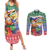 Personalised Torba Joyeux Noel Couples Matching Summer Maxi Dress and Long Sleeve Button Shirt Proud To Be a Ni-Van Sand Drawing Art - Polynesian Pride