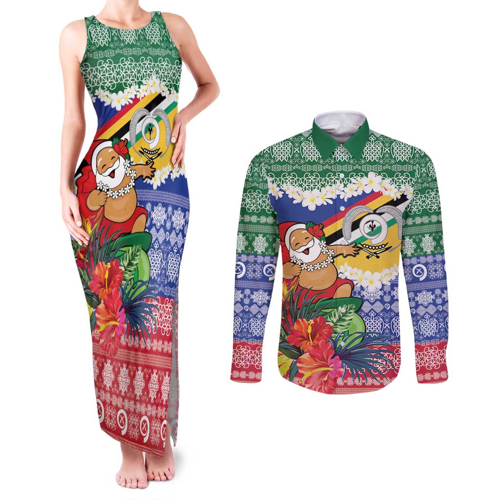 Personalised Torba Joyeux Noel Couples Matching Tank Maxi Dress and Long Sleeve Button Shirt Proud To Be a Ni-Van Sand Drawing Art - Polynesian Pride