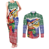 Personalised Torba Joyeux Noel Couples Matching Tank Maxi Dress and Long Sleeve Button Shirt Proud To Be a Ni-Van Sand Drawing Art - Polynesian Pride