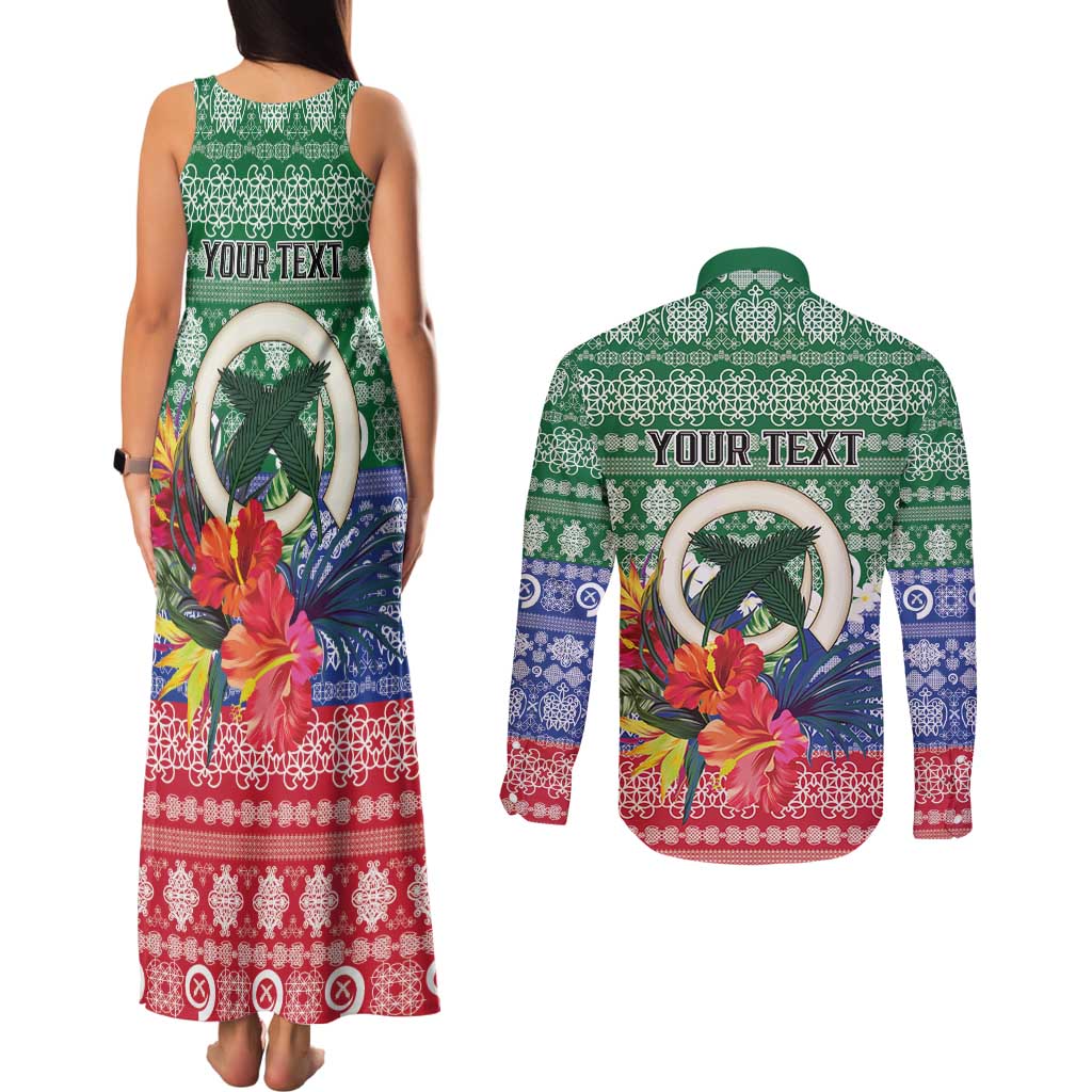 Personalised Torba Joyeux Noel Couples Matching Tank Maxi Dress and Long Sleeve Button Shirt Proud To Be a Ni-Van Sand Drawing Art - Polynesian Pride