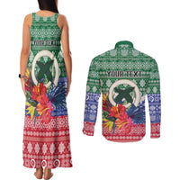 Personalised Torba Joyeux Noel Couples Matching Tank Maxi Dress and Long Sleeve Button Shirt Proud To Be a Ni-Van Sand Drawing Art - Polynesian Pride