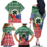 Personalised Torba Joyeux Noel Family Matching Off The Shoulder Long Sleeve Dress and Hawaiian Shirt Proud To Be a Ni-Van Sand Drawing Art - Polynesian Pride