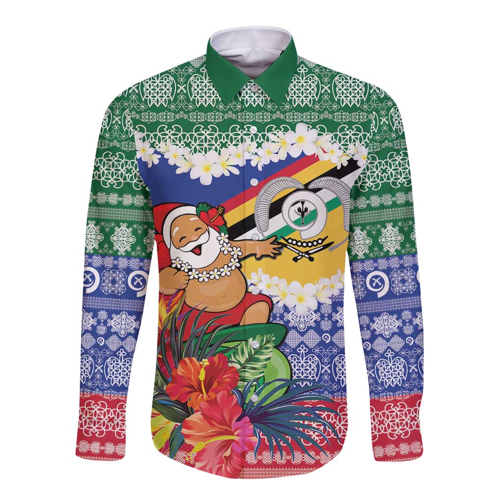 Personalised Torba Joyeux Noel Long Sleeve Button Shirt Proud To Be a Ni-Van Sand Drawing Art - Polynesian Pride