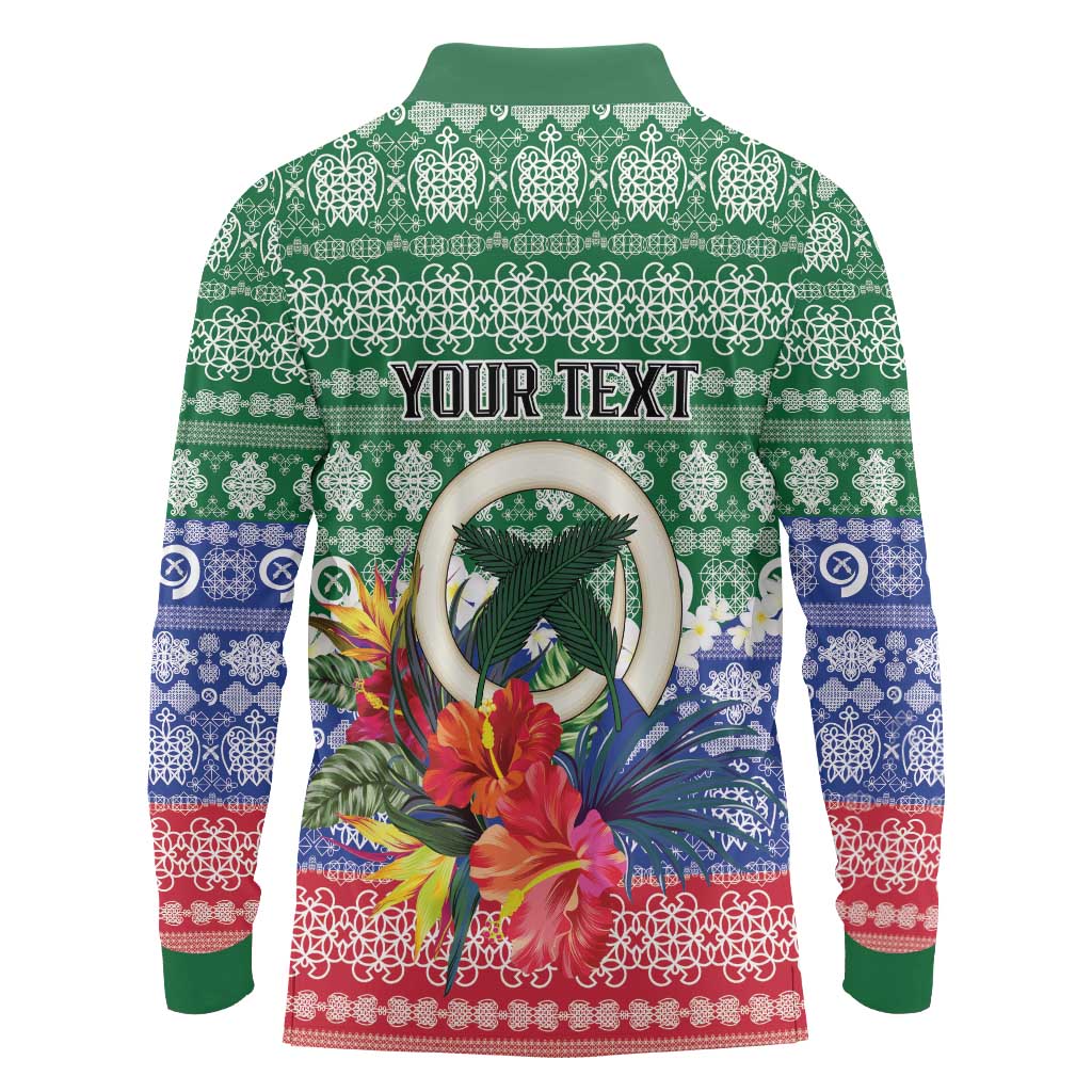 Personalised Torba Joyeux Noel Long Sleeve Polo Shirt Proud To Be a Ni-Van Sand Drawing Art - Polynesian Pride