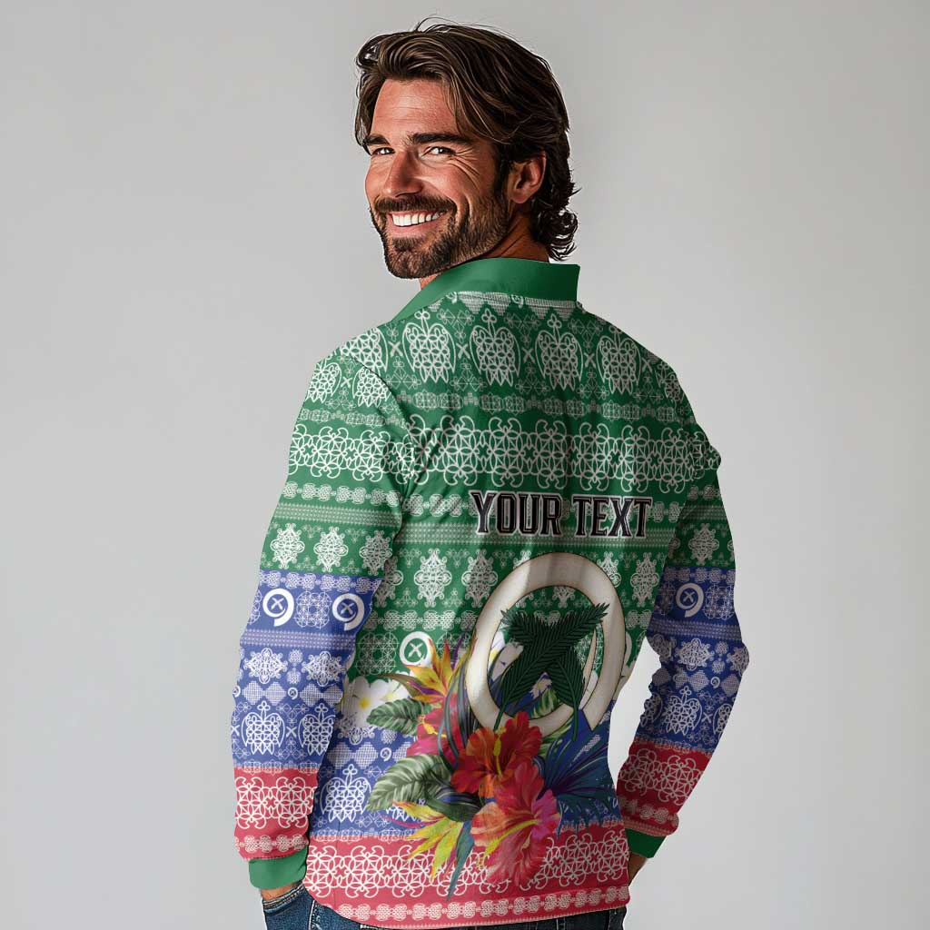 Personalised Torba Joyeux Noel Long Sleeve Polo Shirt Proud To Be a Ni-Van Sand Drawing Art - Polynesian Pride