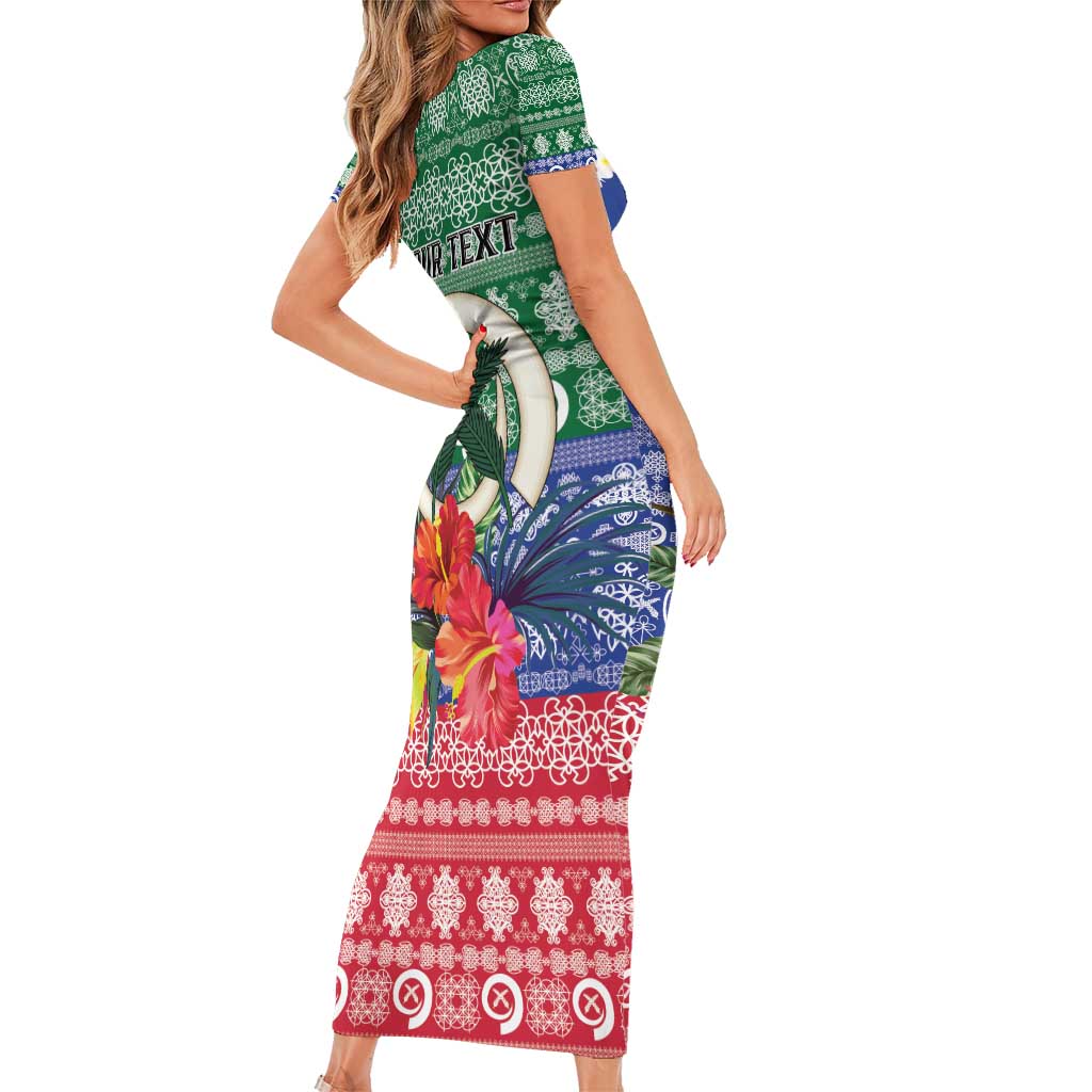 Personalised Torba Joyeux Noel Short Sleeve Bodycon Dress Proud To Be a Ni-Van Sand Drawing Art - Polynesian Pride