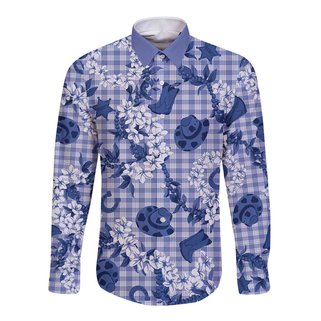 Mokihana Maile Ilima Leis Paniolo Palaka Long Sleeve Button Shirt Hawaiian Polu Spirit - Polynesian Pride