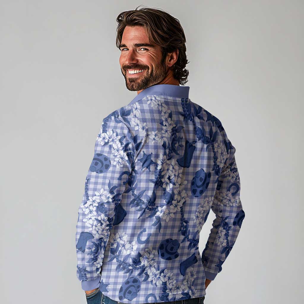 Mokihana Maile Ilima Leis Paniolo Palaka Long Sleeve Polo Shirt Hawaiian Polu Spirit - Polynesian Pride