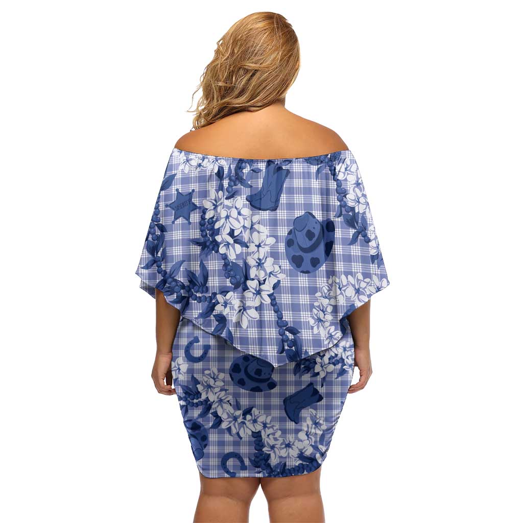 Mokihana Maile Ilima Leis Paniolo Palaka Off Shoulder Short Dress Hawaiian Polu Spirit - Polynesian Pride