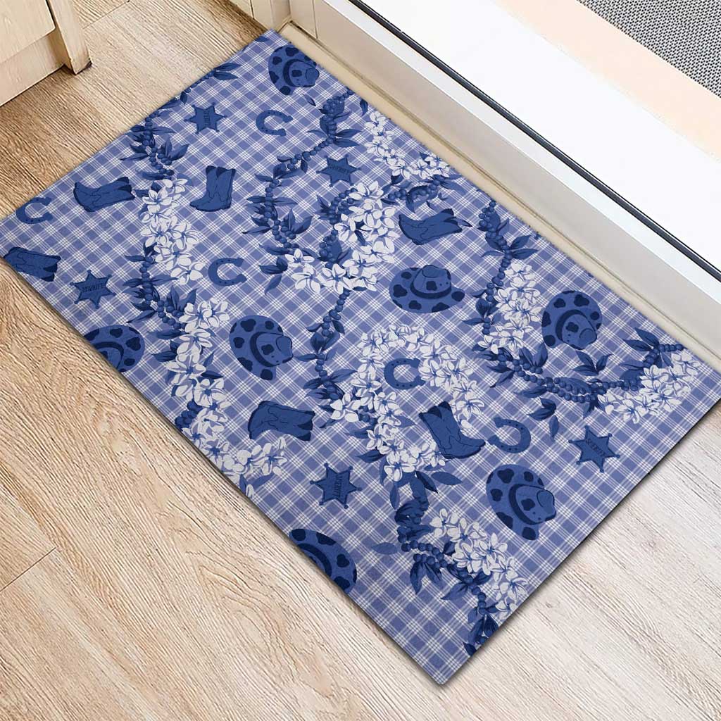 Mokihana Maile Ilima Leis Paniolo Palaka Rubber Doormat Hawaiian Polu Spirit - Polynesian Pride