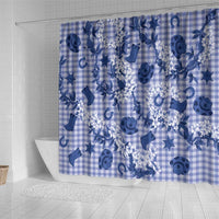 Mokihana Maile Ilima Leis Paniolo Palaka Shower Curtain Hawaiian Polu Spirit - Polynesian Pride