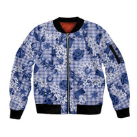 Mokihana Maile Ilima Leis Paniolo Palaka Sleeve Zip Bomber Jacket Hawaiian Polu Spirit - Polynesian Pride