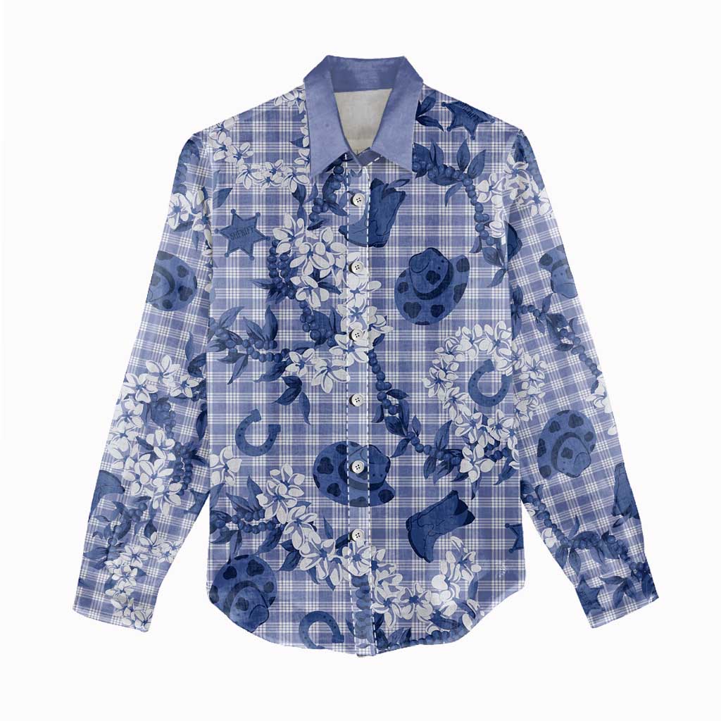 Mokihana Maile Ilima Leis Paniolo Palaka Women Casual Shirt Hawaiian Polu Spirit - Polynesian Pride