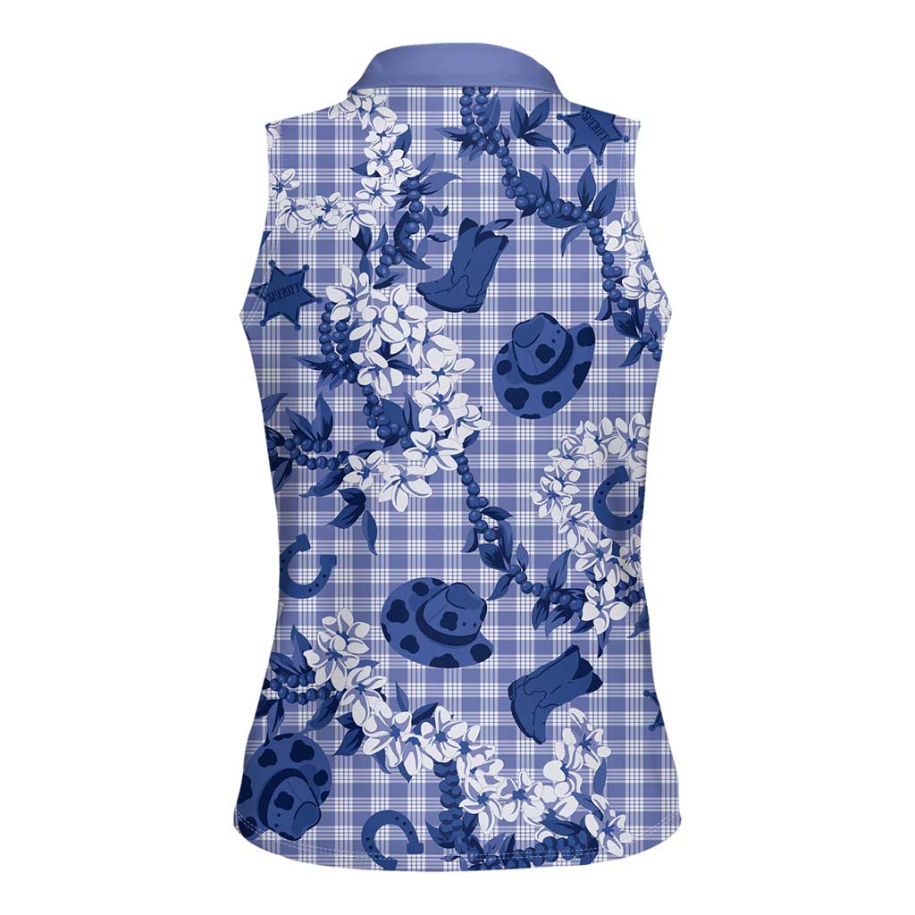 Mokihana Maile Ilima Leis Paniolo Palaka Women Sleeveless Polo Shirt Hawaiian Polu Spirit - Polynesian Pride