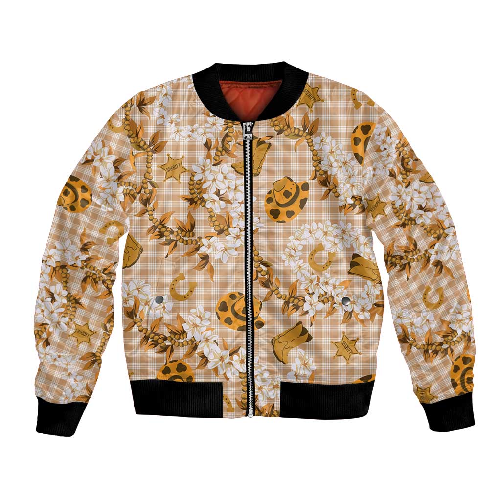 Mokihana Maile Ilima Leis Paniolo Palaka Bomber Jacket Hawaiian Kula Spirit - Polynesian Pride