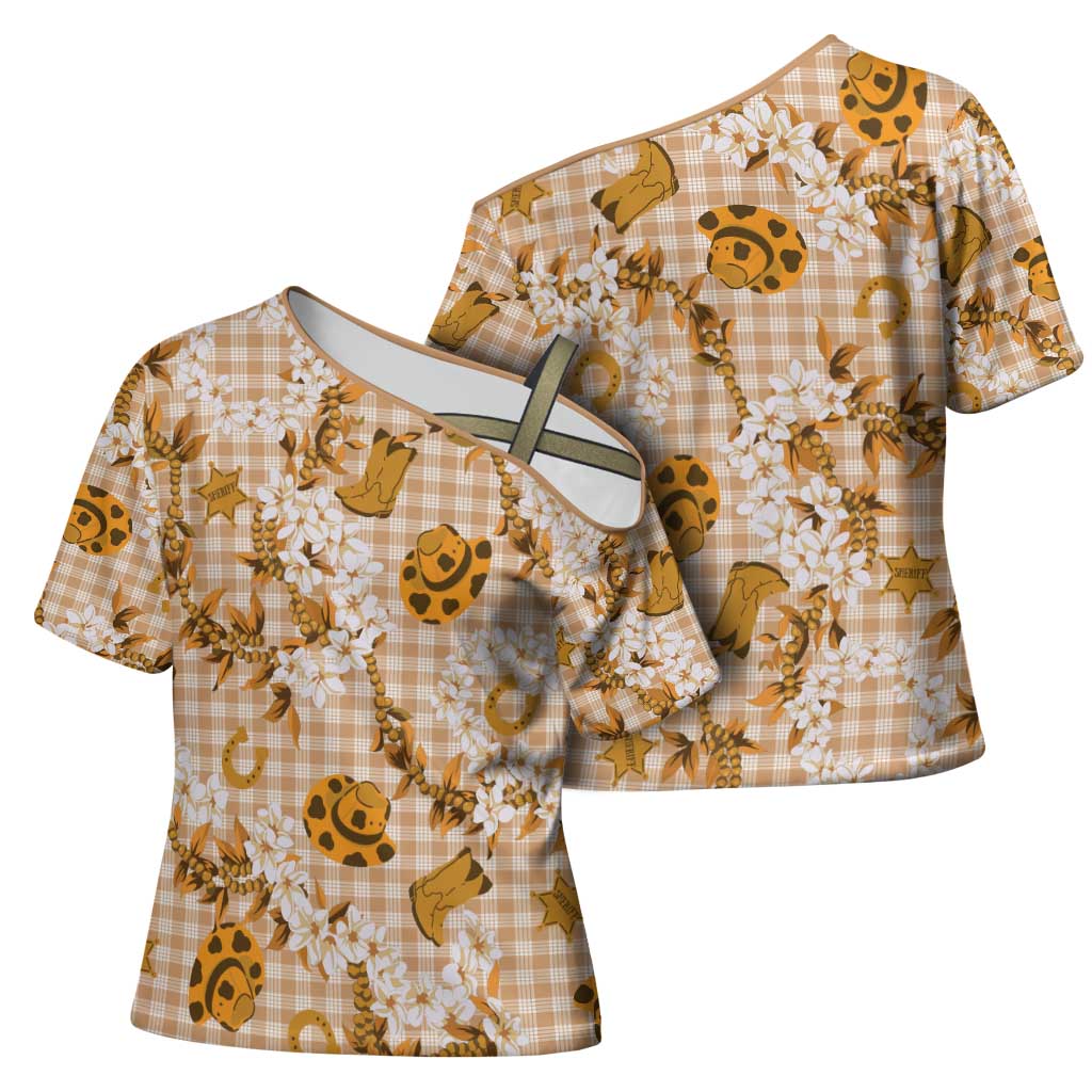 Mokihana Maile Ilima Leis Paniolo Palaka Cross Shoulder Shirt Hawaiian Kula Spirit - Polynesian Pride