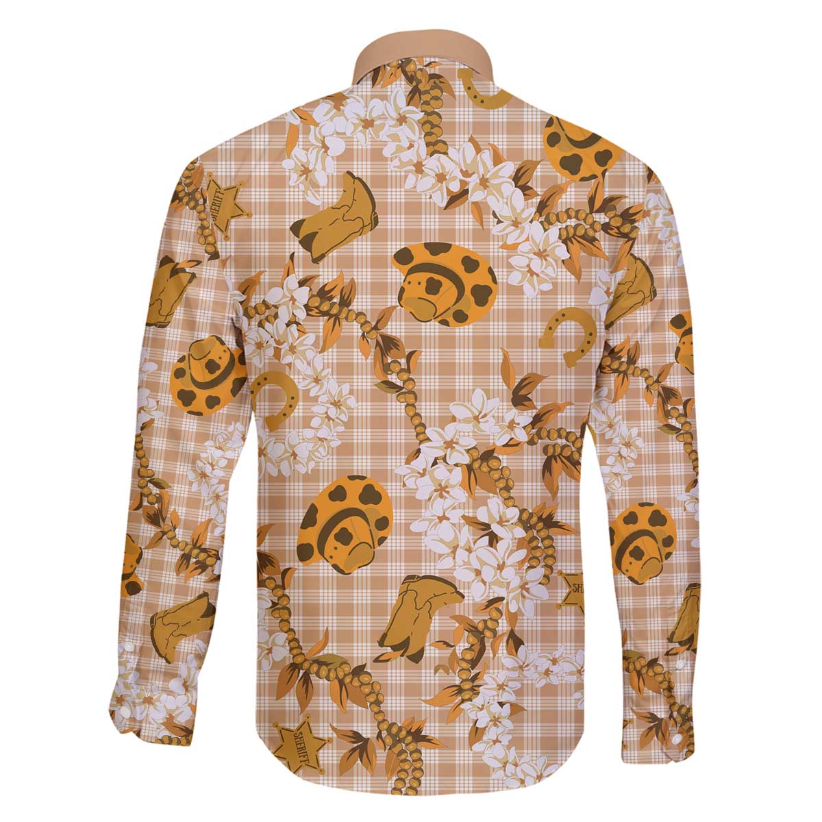 Mokihana Maile Ilima Leis Paniolo Palaka Family Matching Off The Shoulder Long Sleeve Dress and Hawaiian Shirt Hawaiian Kula Spirit - Polynesian Pride