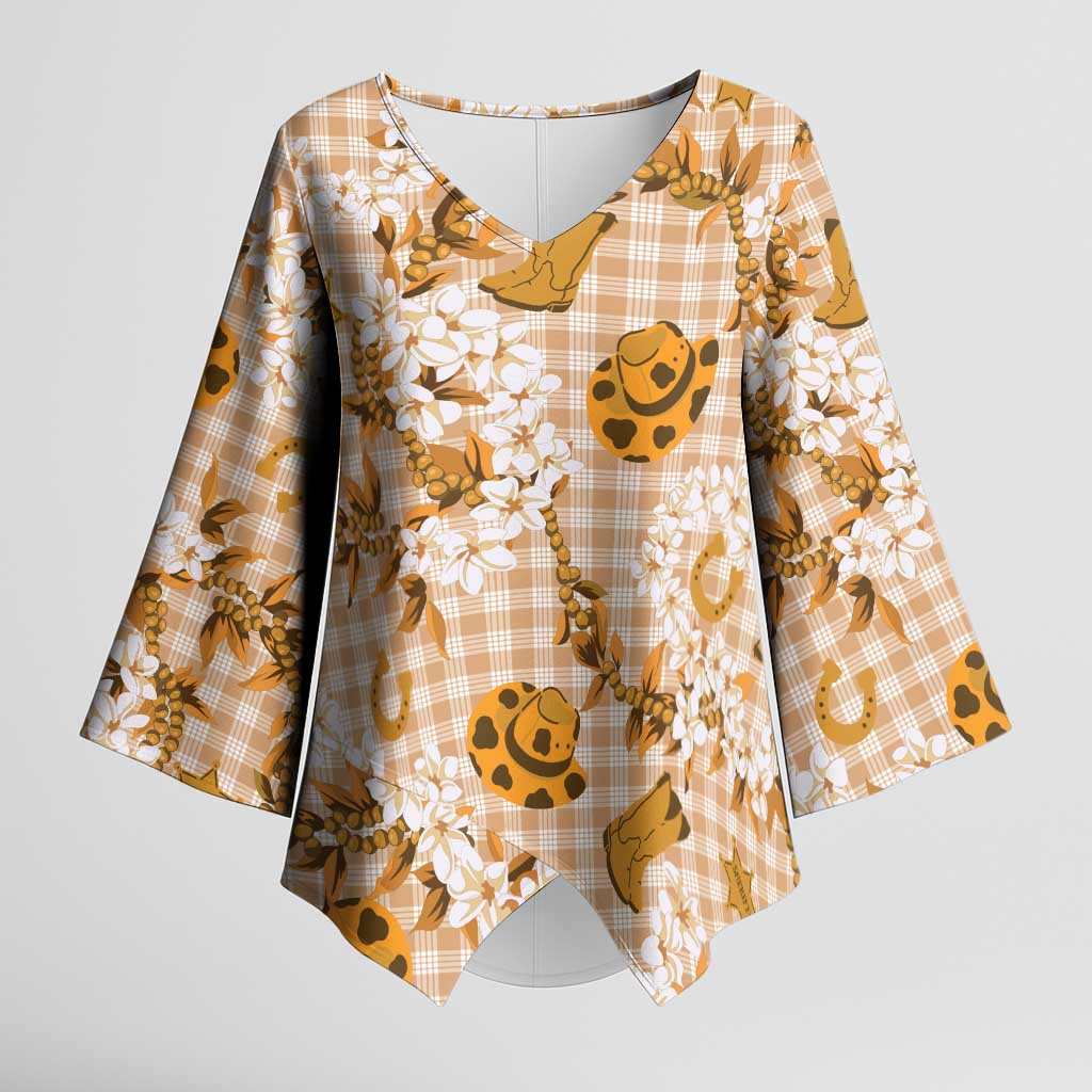 Mokihana Maile Ilima Leis Paniolo Palaka Kimono Sleeve Blouse Hawaiian Kula Spirit - Polynesian Pride