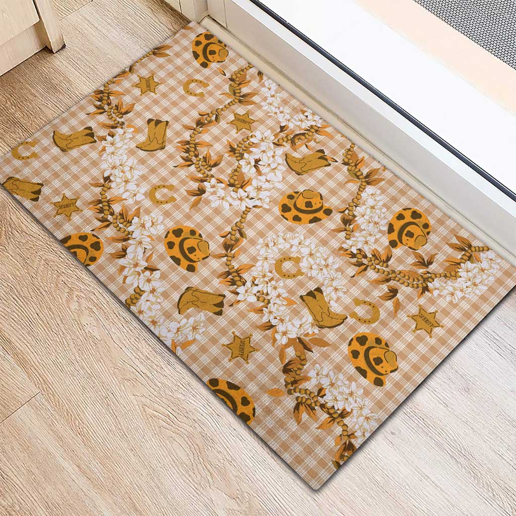 Mokihana Maile Ilima Leis Paniolo Palaka Rubber Doormat Hawaiian Kula Spirit - Polynesian Pride