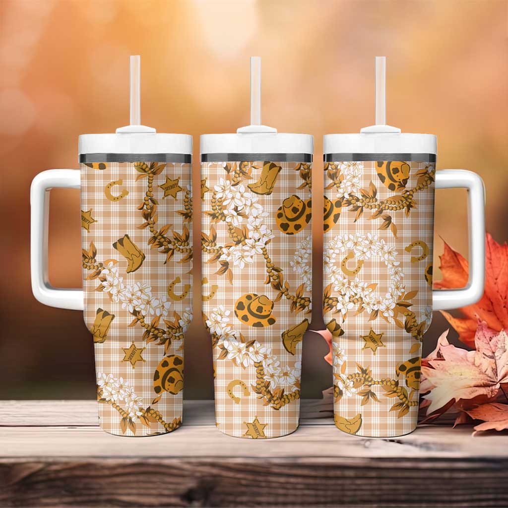 Mokihana Maile Ilima Leis Paniolo Palaka Tumbler With Handle Hawaiian Kula Spirit - Polynesian Pride