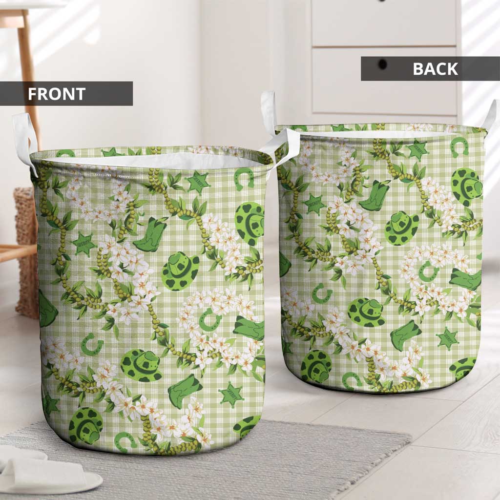 Mokihana Maile Ilima Leis Paniolo Palaka Laundry Basket Hawaiian Omaomo Ala Spirit - Polynesian Pride