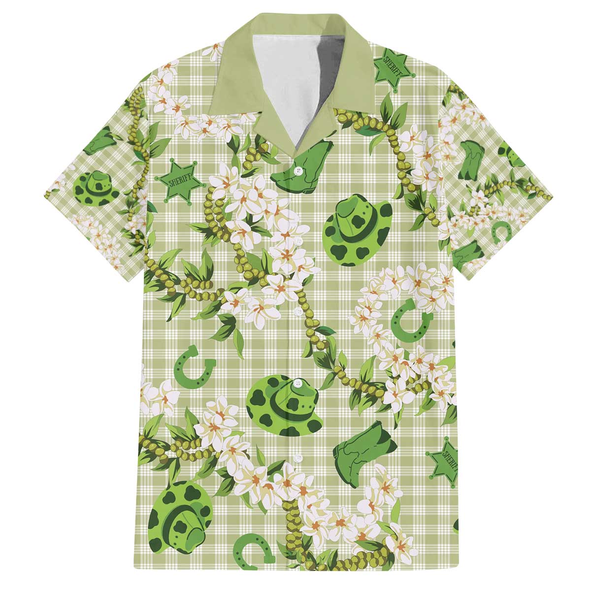 Mokihana Maile Ilima Leis Paniolo Palaka Family Matching Off The Shoulder Long Sleeve Dress and Hawaiian Shirt Hawaiian Omaomo Ala Spirit - Polynesian Pride