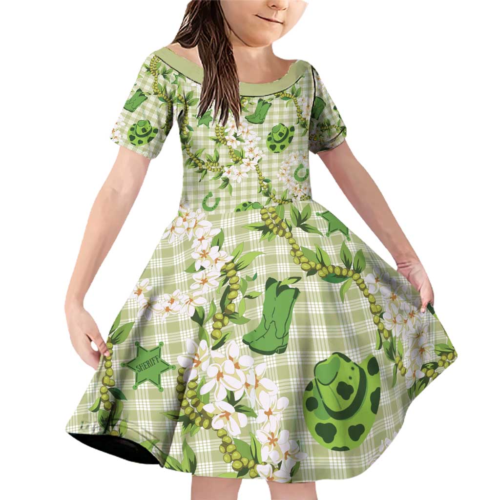 Mokihana Maile Ilima Leis Paniolo Palaka Family Matching Off Shoulder Short Dress and Hawaiian Shirt Hawaiian Omaomo Ala Spirit - Polynesian Pride