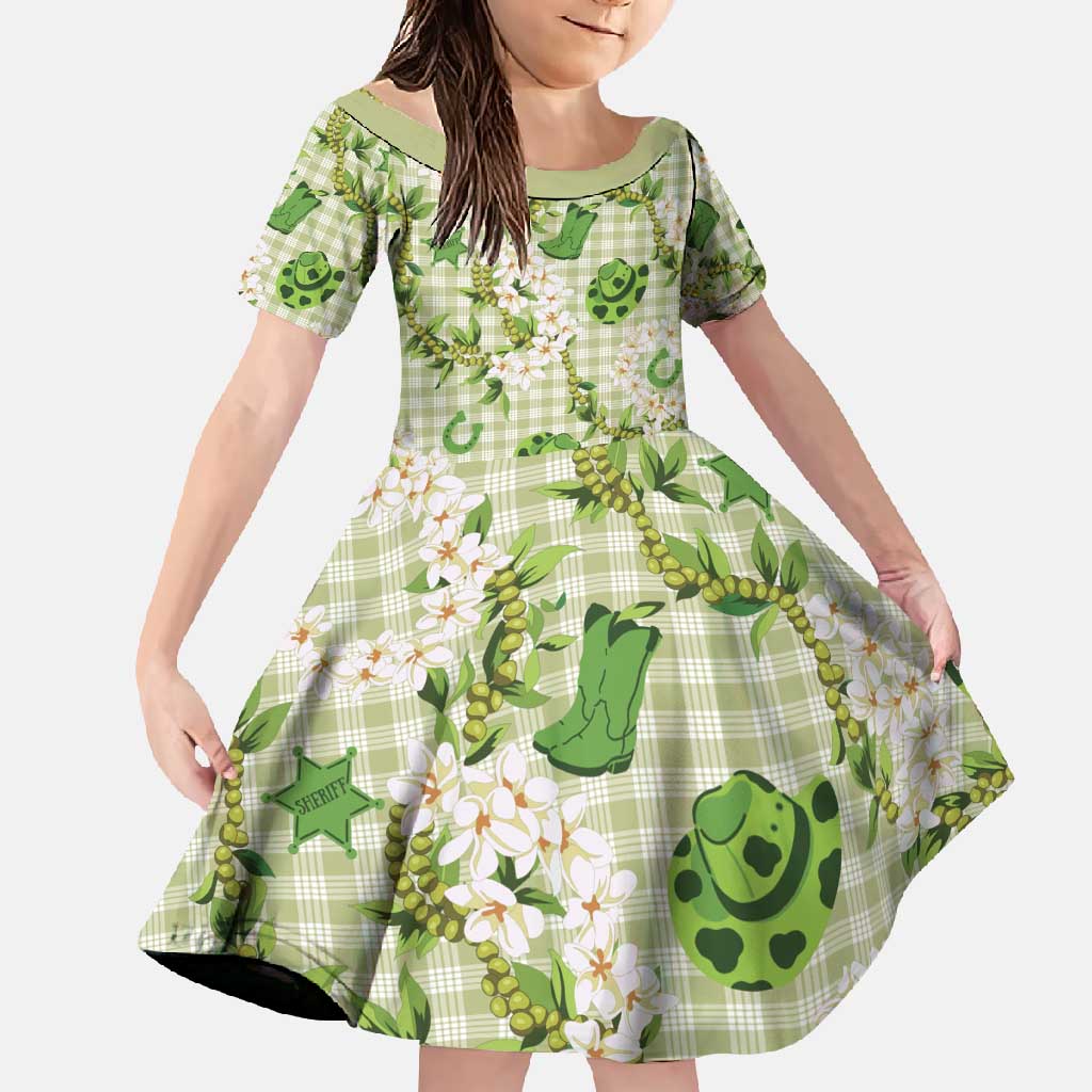 Mokihana Maile Ilima Leis Paniolo Palaka Family Matching Short Sleeve Bodycon Dress and Hawaiian Shirt Hawaiian Omaomo Ala Spirit - Polynesian Pride