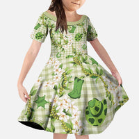 Mokihana Maile Ilima Leis Paniolo Palaka Family Matching Short Sleeve Bodycon Dress and Hawaiian Shirt Hawaiian Omaomo Ala Spirit - Polynesian Pride