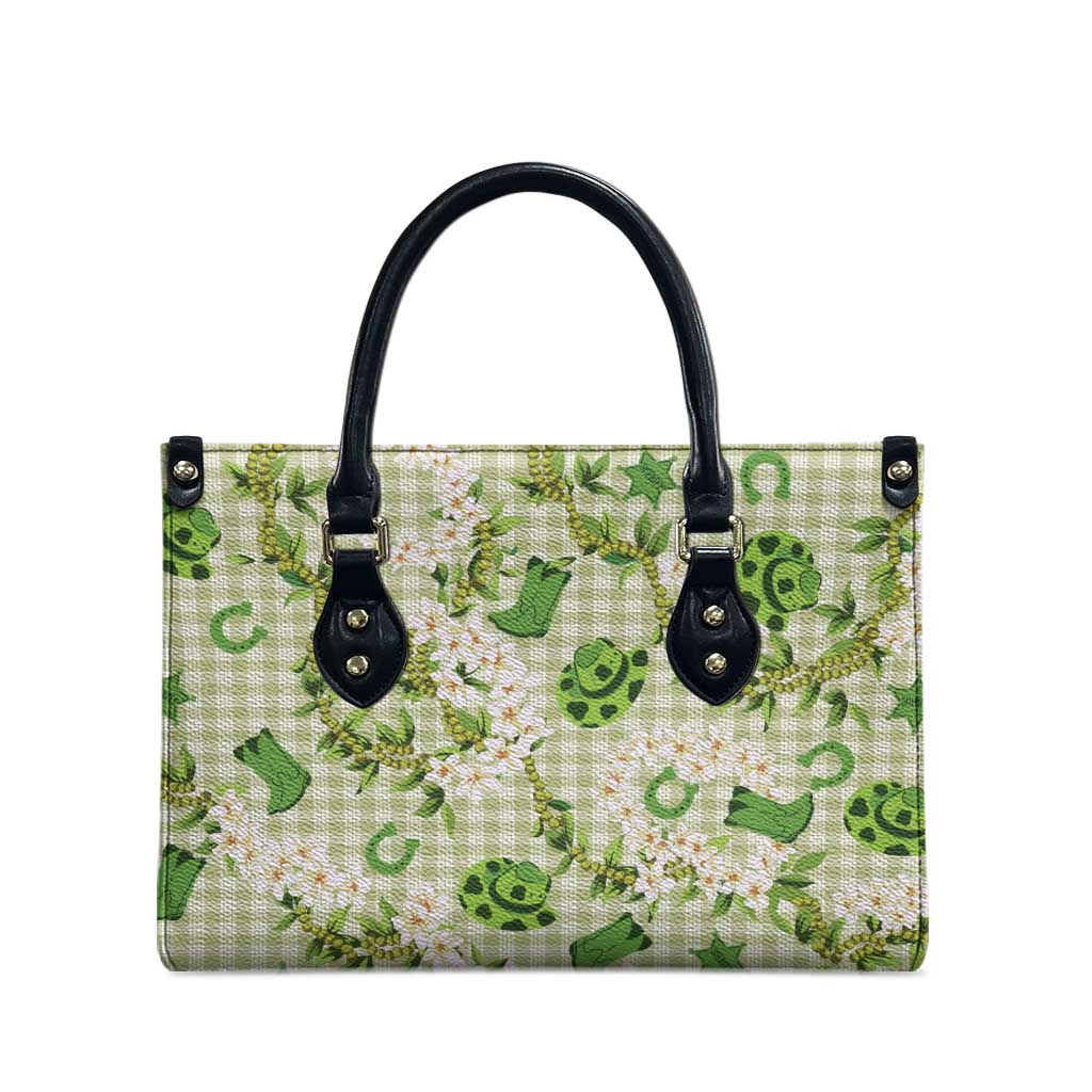 Mokihana Maile Ilima Leis Paniolo Palaka Leather Bag Hawaiian Omaomo Ala Spirit - Polynesian Pride