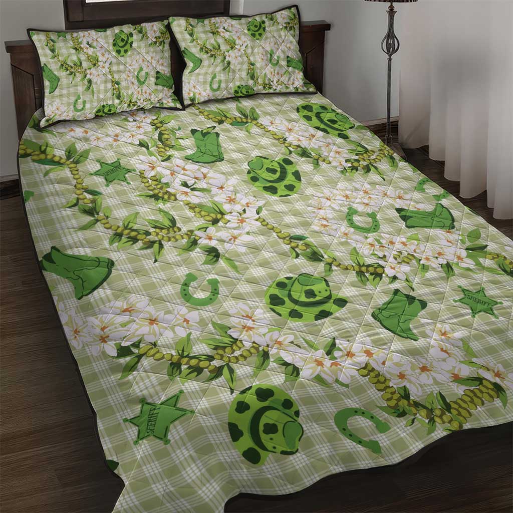 Mokihana Maile Ilima Leis Paniolo Palaka Quilt Bed Set Hawaiian Omaomo Ala Spirit - Polynesian Pride
