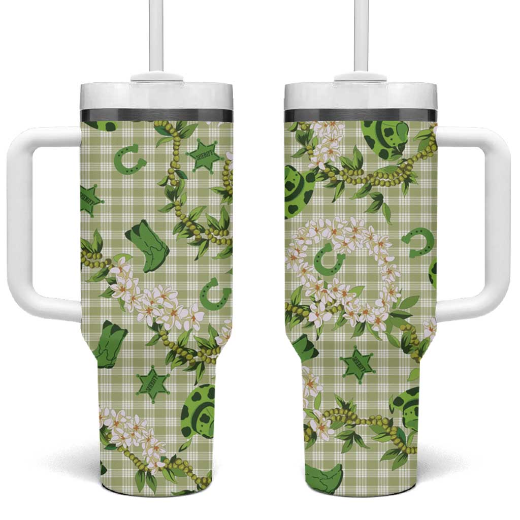 Mokihana Maile Ilima Leis Paniolo Palaka Tumbler With Handle Hawaiian Omaomo Ala Spirit - Polynesian Pride
