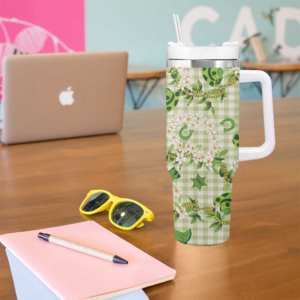 Mokihana Maile Ilima Leis Paniolo Palaka Tumbler With Handle Hawaiian Omaomo Ala Spirit - Polynesian Pride