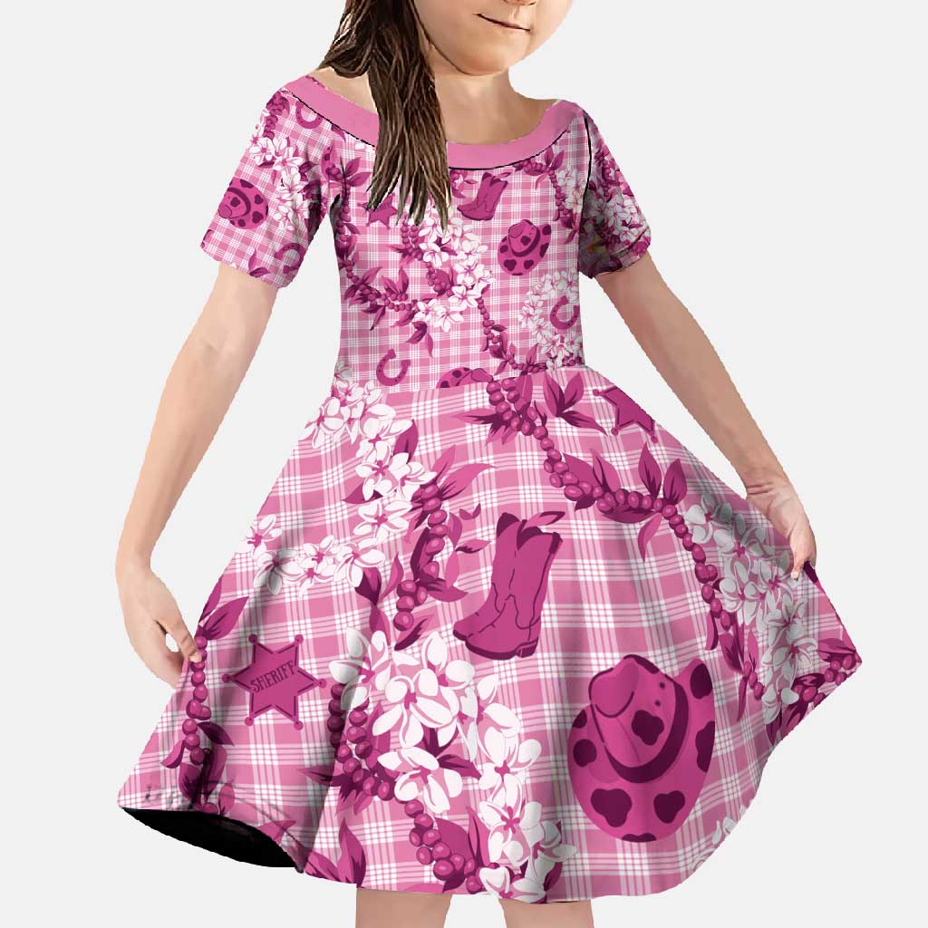 Mokihana Maile Ilima Leis Paniolo Palaka Family Matching Short Sleeve Bodycon Dress and Hawaiian Shirt Hawaiian Omaomo Ulaula Spirit - Polynesian Pride