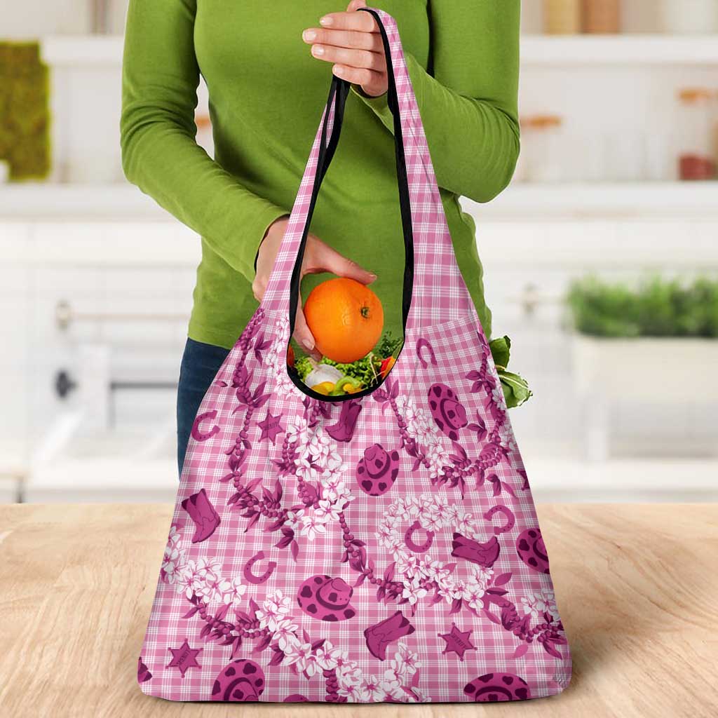 Mokihana Maile Ilima Leis Paniolo Palaka Grocery Bag Hawaiian Omaomo Ulaula Spirit - Polynesian Pride