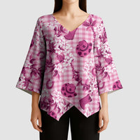 Mokihana Maile Ilima Leis Paniolo Palaka Kimono Sleeve Blouse Hawaiian Omaomo Ulaula Spirit - Polynesian Pride