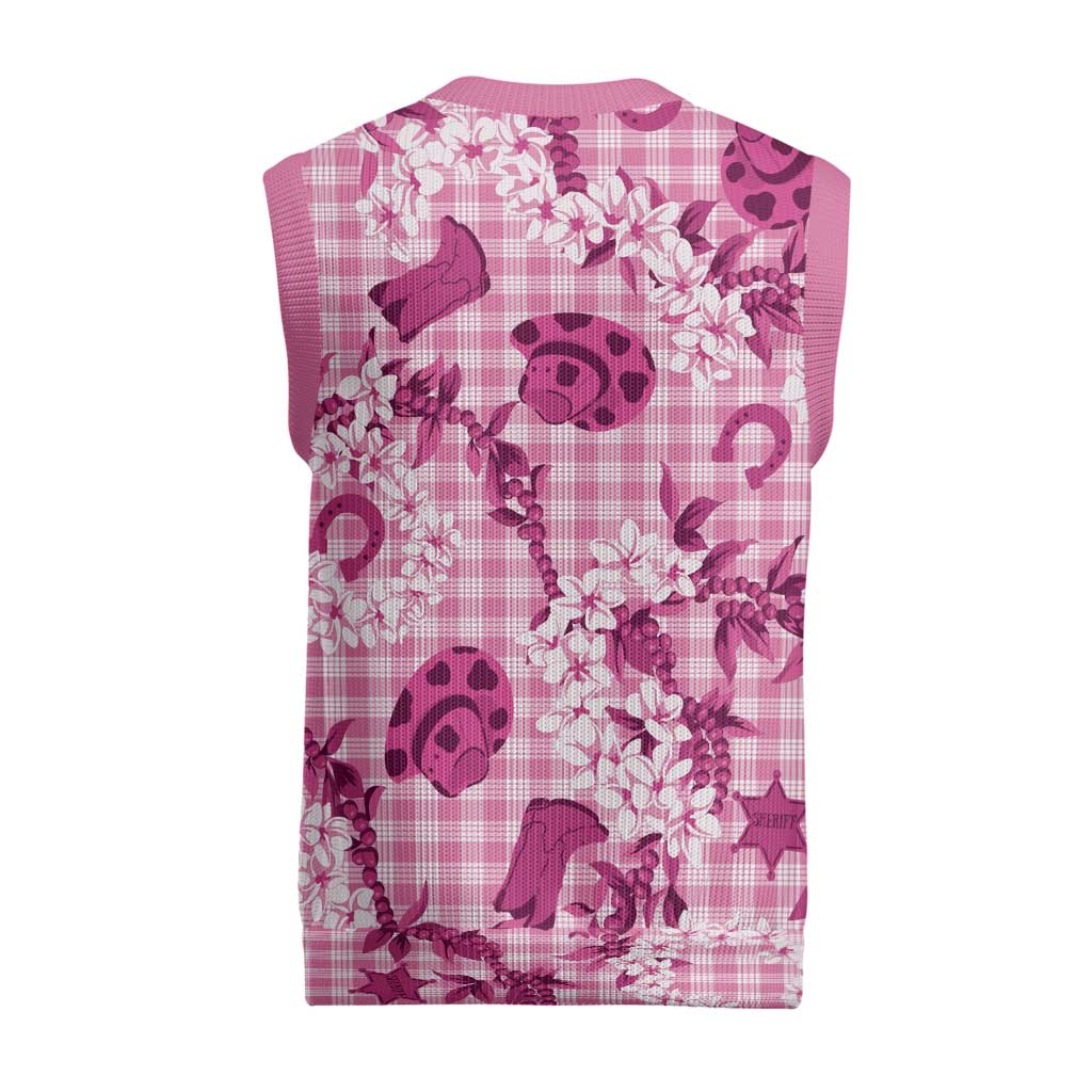 Mokihana Maile Ilima Leis Paniolo Palaka Christmas Knitted V-Neck Vest Hawaiian Omaomo Ulaula Spirit - Polynesian Pride