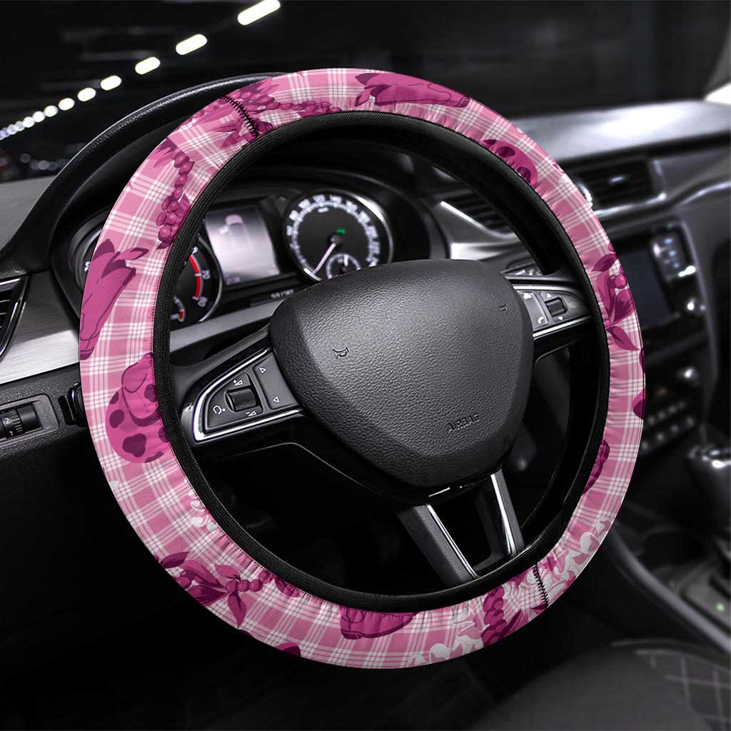 Mokihana Maile Ilima Leis Paniolo Palaka Steering Wheel Cover Hawaiian Omaomo Ulaula Spirit - Polynesian Pride