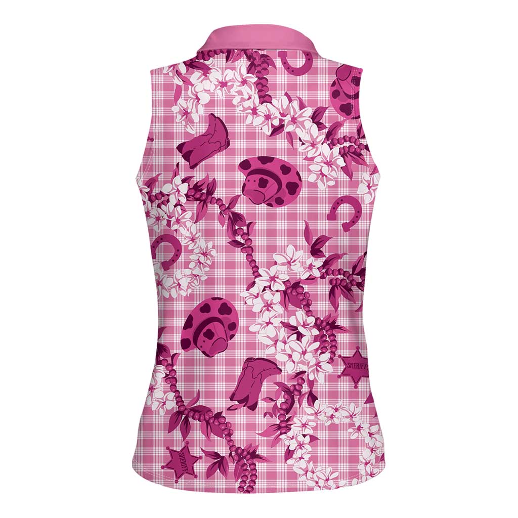 Mokihana Maile Ilima Leis Paniolo Palaka Women Sleeveless Polo Shirt Hawaiian Omaomo Ulaula Spirit - Polynesian Pride